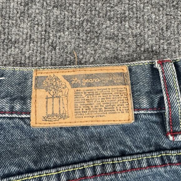 Y2K LRG Denim Jeans Baggy Embroidered Sugar Skull Rare Vintage Size 36 - Picture 5 of 11